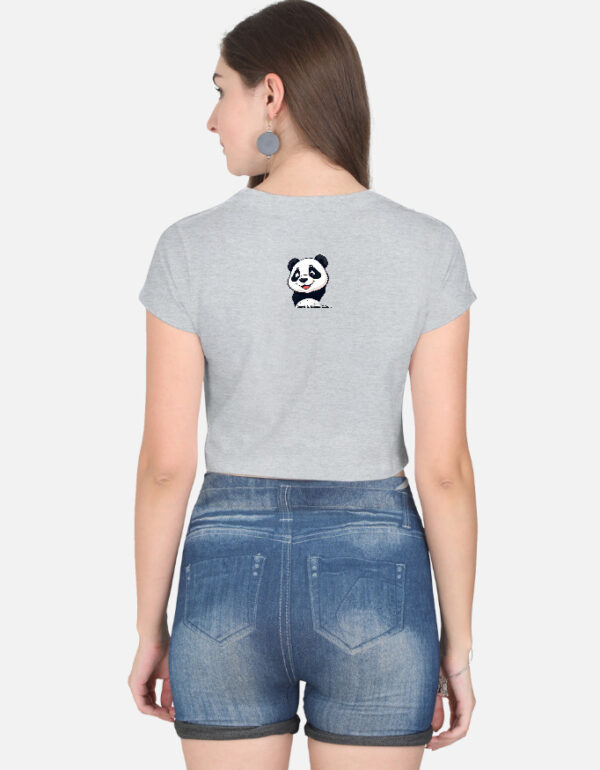 Grey Crop Top with Cute Panda Design (DTF Front & Back)