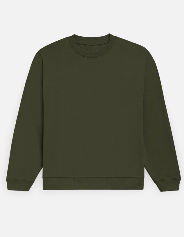 Earthy Comfort: Premium Plain Olive Green Sweatshirt