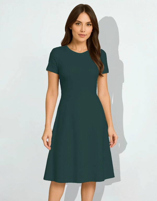 Deep Green AOP A-Line Dress – Timeless Style Meets Everyday Comfort