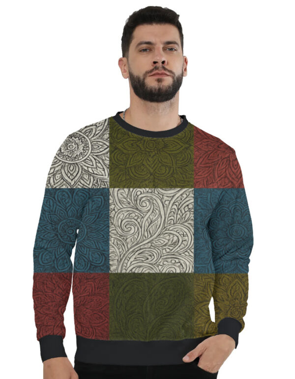 Vibrant Patchwork Mandala AOP Sweatshirt – Artistic All Over Print